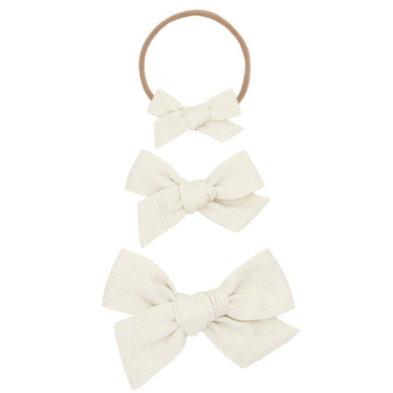Linen Bow – Ivory Headband