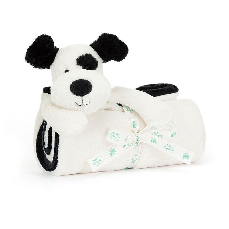Bashful Black and Cream Puppy Blankie