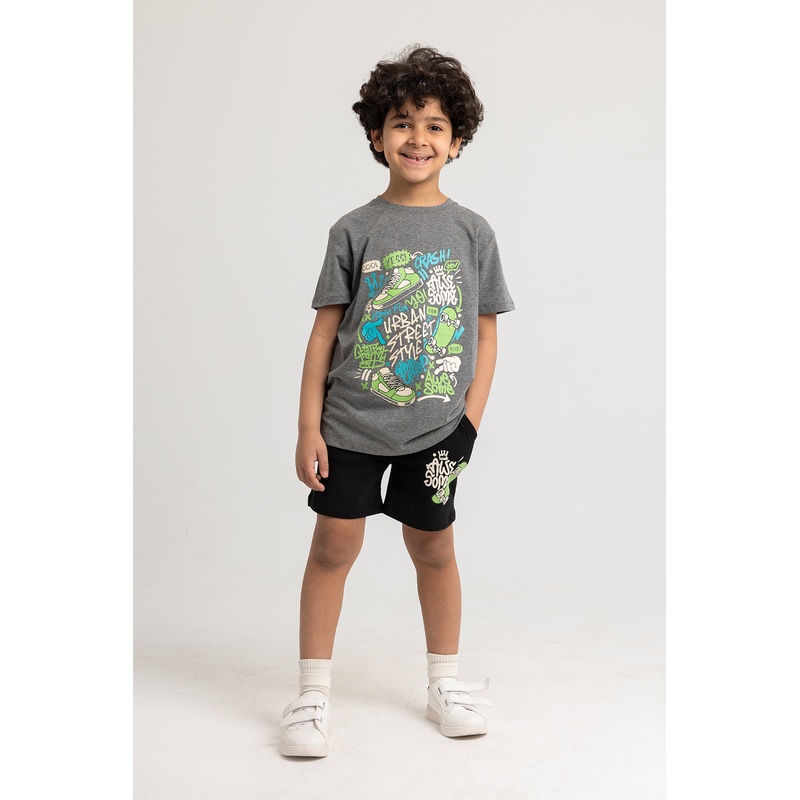 Boys Cotton Pajama Set  Grey
