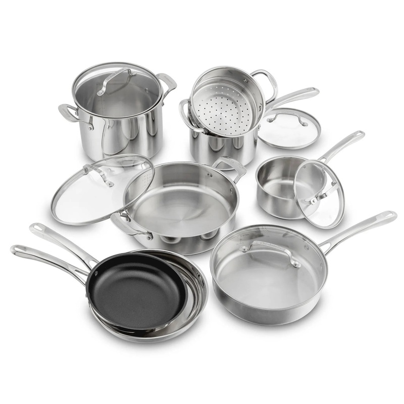 13pc Classic Stainless Steel Cookware Set: Induction Compatible