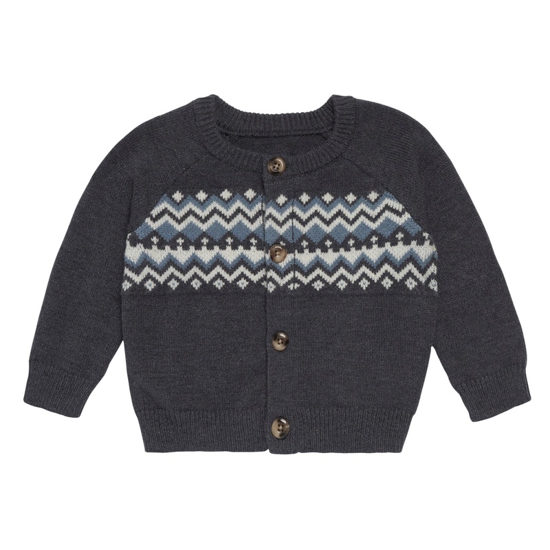 Baby Boys Dark Grey Heather Fair Isle Viscose Sweater