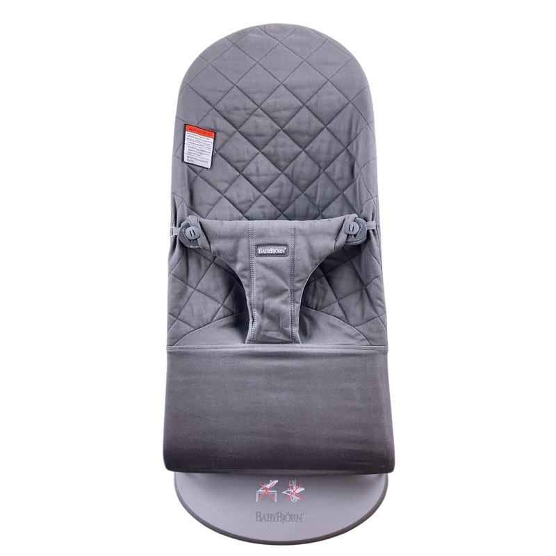 BabyBjorn Bouncer Bliss, Anthracite Cotton Classic Quilt, Dark Gray