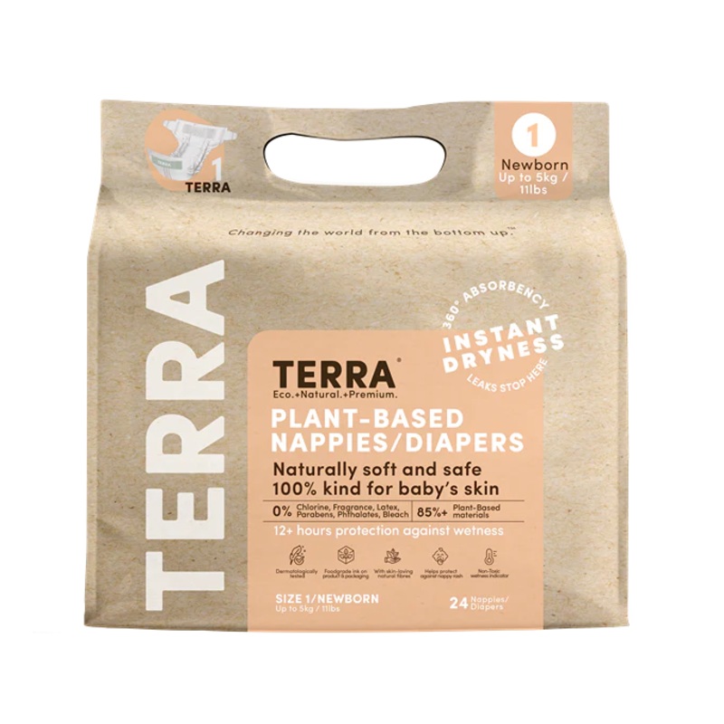 Terra Diapers Size 1 Newborn – 192 Diapers