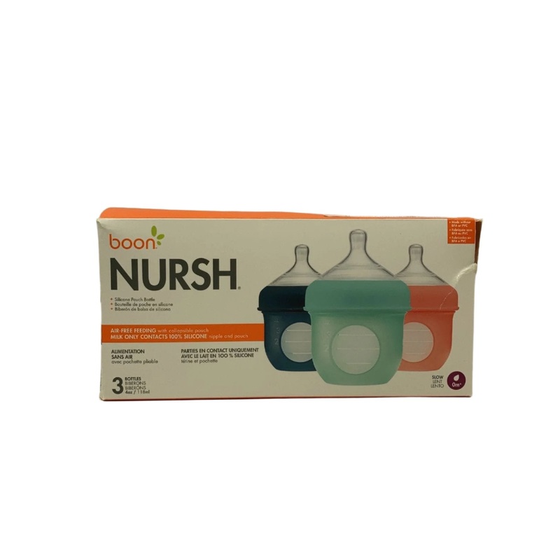 Boon Nursh Bottles 3 Pack, Slow, Mint, 4 oz