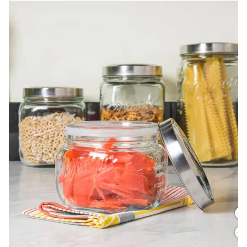 Jars and More 4 Variable Sized Glass Canisters with Lids