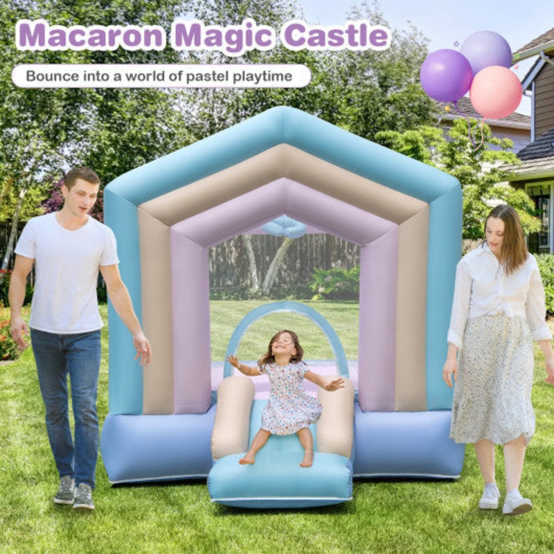 Kids Bounce House With Slide and Basketball Rim Bouncy Castle for Party Without Blower
