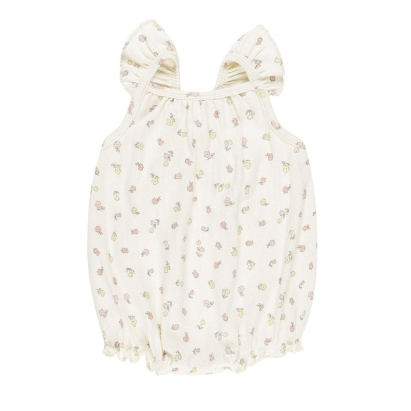 Quincy Mae – Organic Ribbed Ruffle Romper – Fleur