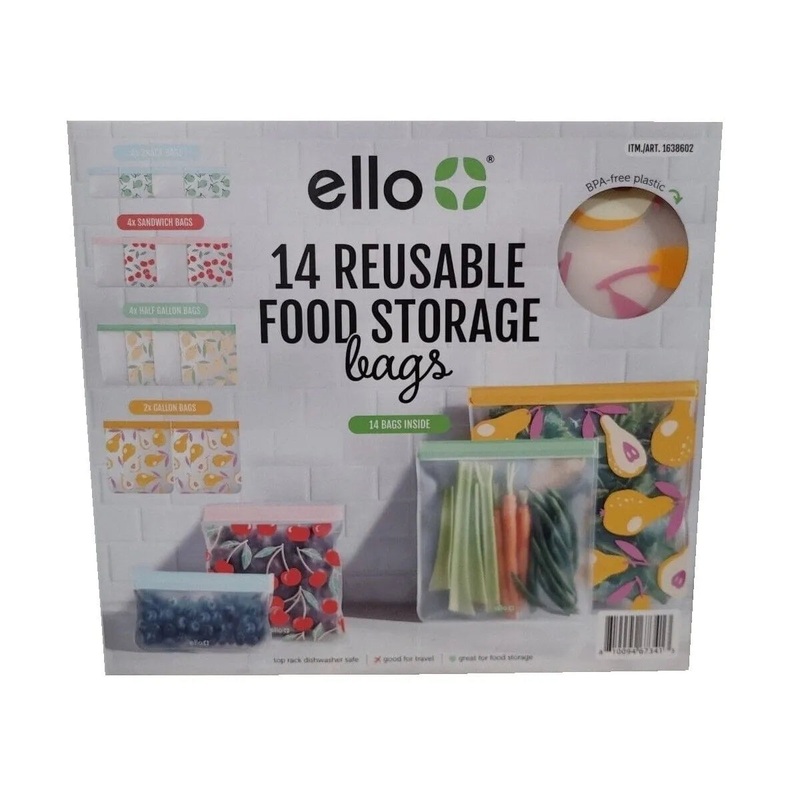 Reusable Zip Food Storage Bags – 14 Pack in Yellow