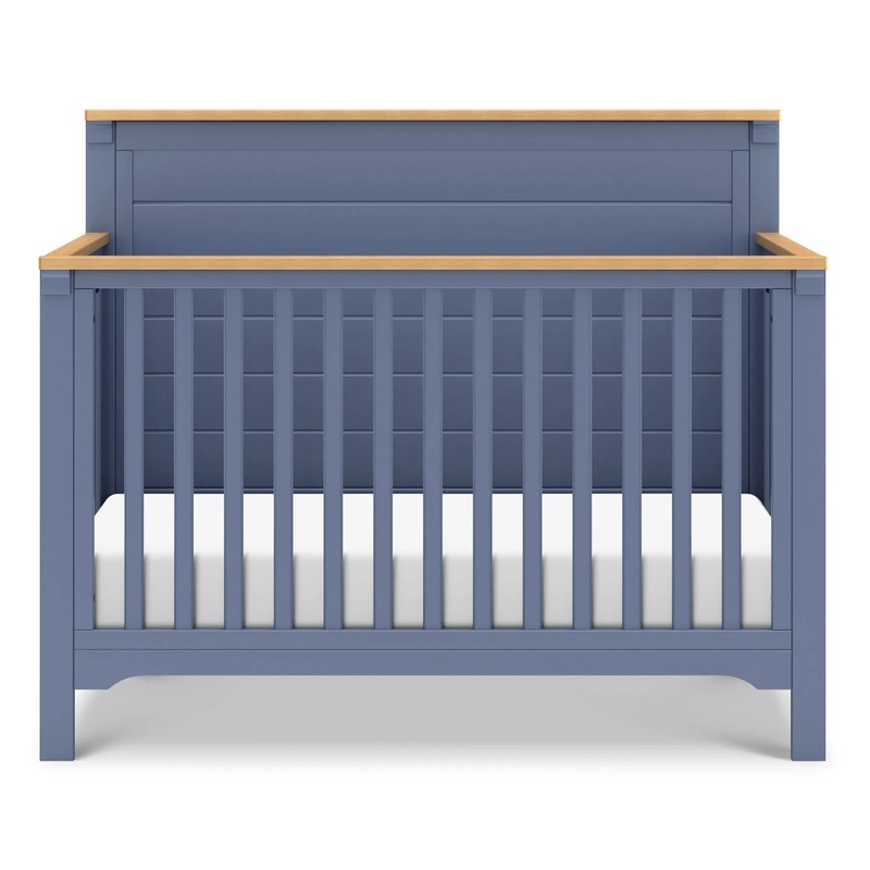 Shea 4-In-1 Convertible Crib – Cove Blue and Honey
