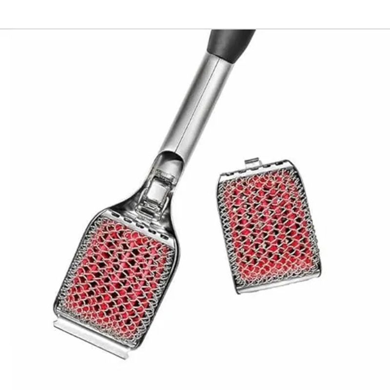 SoftWorks Coiled Grill Brush with Replaceable Head (Stainless Steel, Silicone) (See Description)