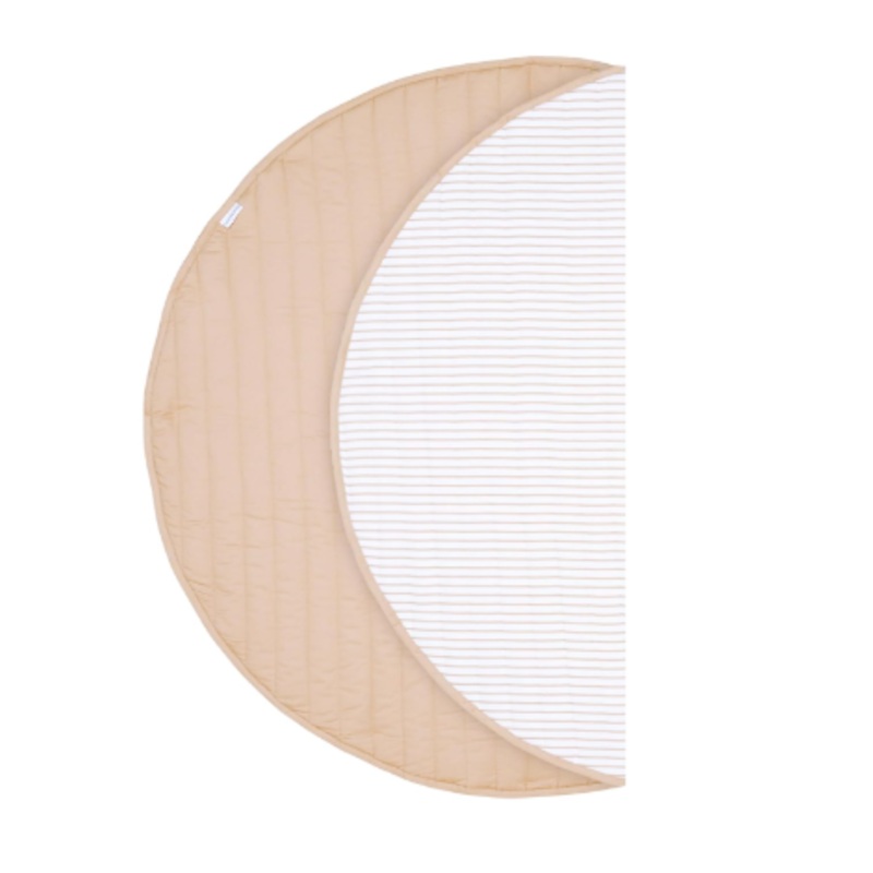 Toddlekind Luxe Organic Cotton Reversible Striped Playmat, Stripes Sandstone