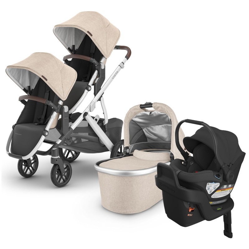UPPAbaby VISTA V2 Double Stroller + Aria Travel System Bundle with Rumble Seat V2+ – Declan / Jake