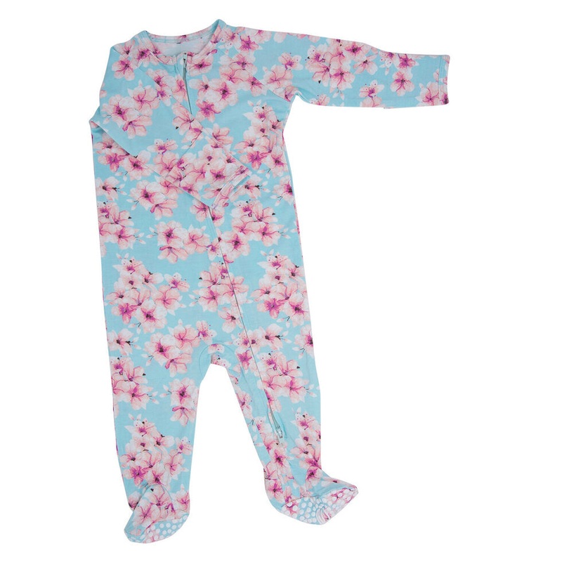 Zipper Footie – Cherry Blossoms
