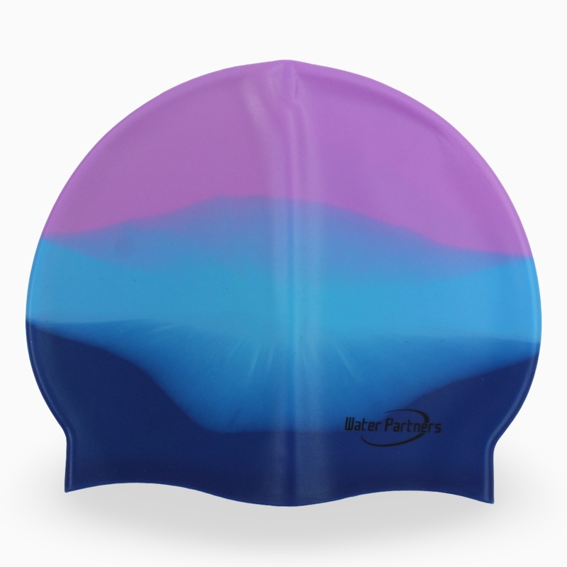 Silicone Swim Cap for Kids  Purple & Blue
