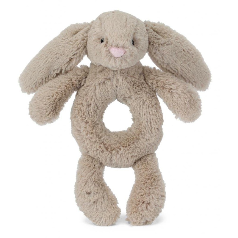 Jellycat Bashful Beige Bunny Ring Rattle, 7″