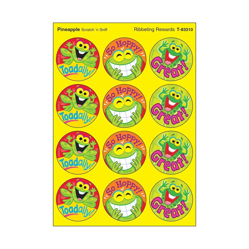 Ribbeting Rewards, Pineapple scent Scratch ‘n Sniff Stinky Stickers  Large Round