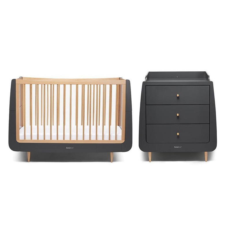 SnuzKot Skandi 2 Piece Nursery Furniture Set – Slate Natural