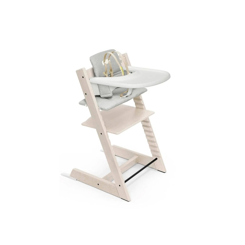 Tripp Trapp High Chair with Tray – Whitewash and Nordic Gray