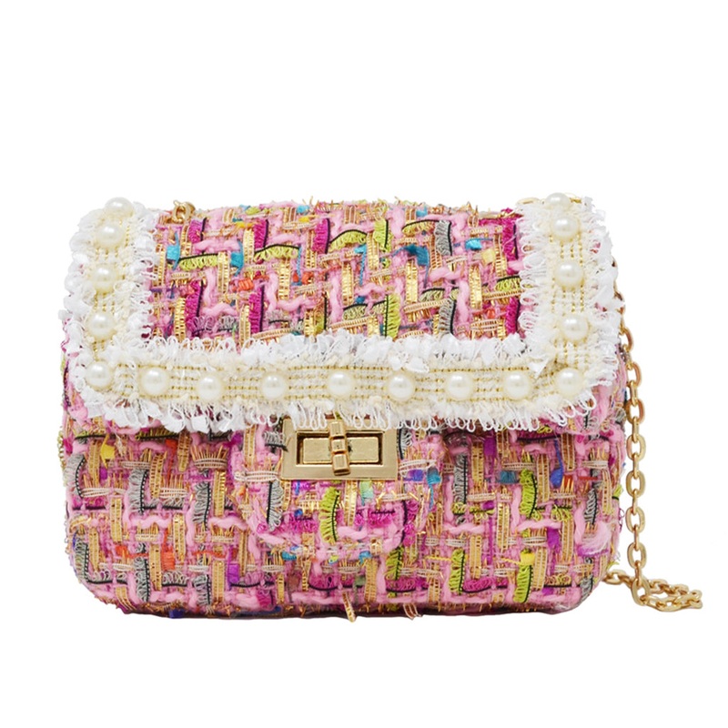 Classic Tweed Handbag with Pearls