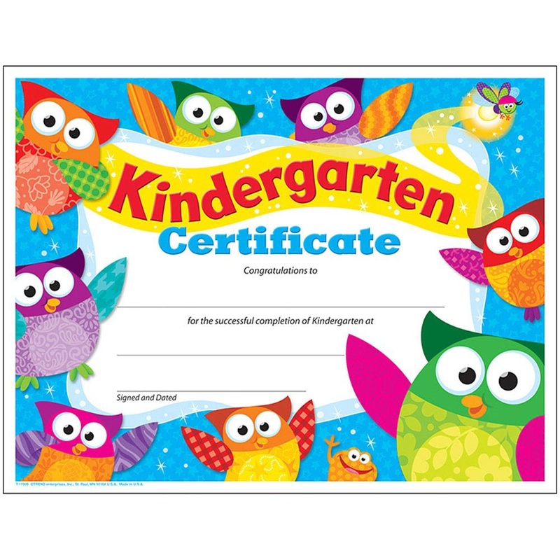 Kindergarten Certificate Owl-Stars!