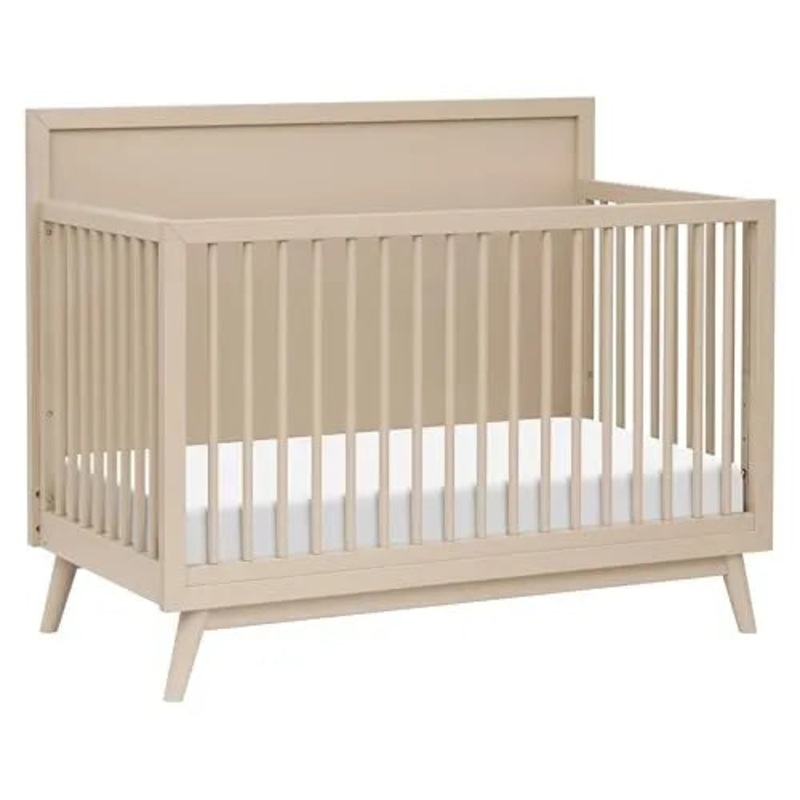 Palma Mid-Century 4-in-1 Convertible Crib w/Toddler Bed Conversion – Taupe