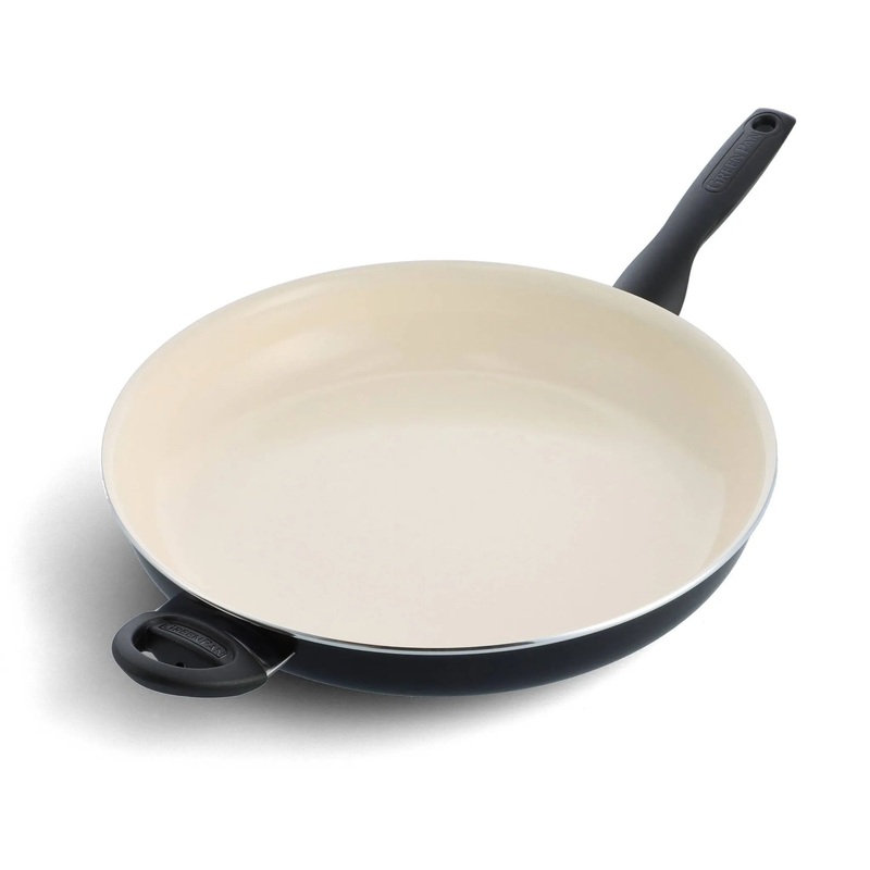 Rio 13.5″ Ceramic Nonstick Great Big Frypan with Helper Handle Black (See Description)