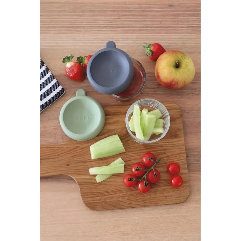 2-Pack 5 Oz Glass Baby Food Storage Jars with Silicone Airtight Lids