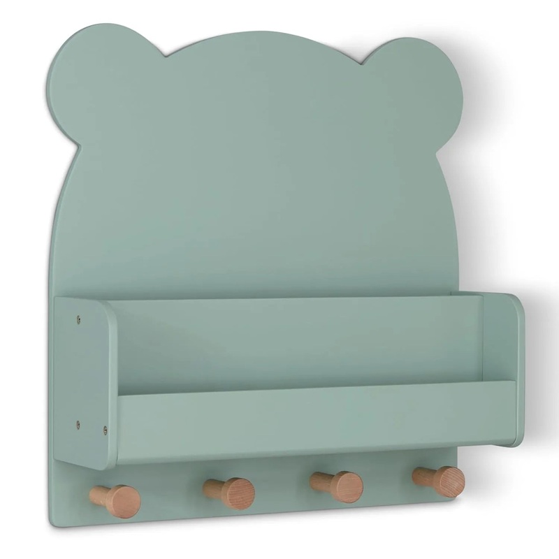 babyGap Brannan Bear Wall Shelf with 4 Hooks – Sage Green