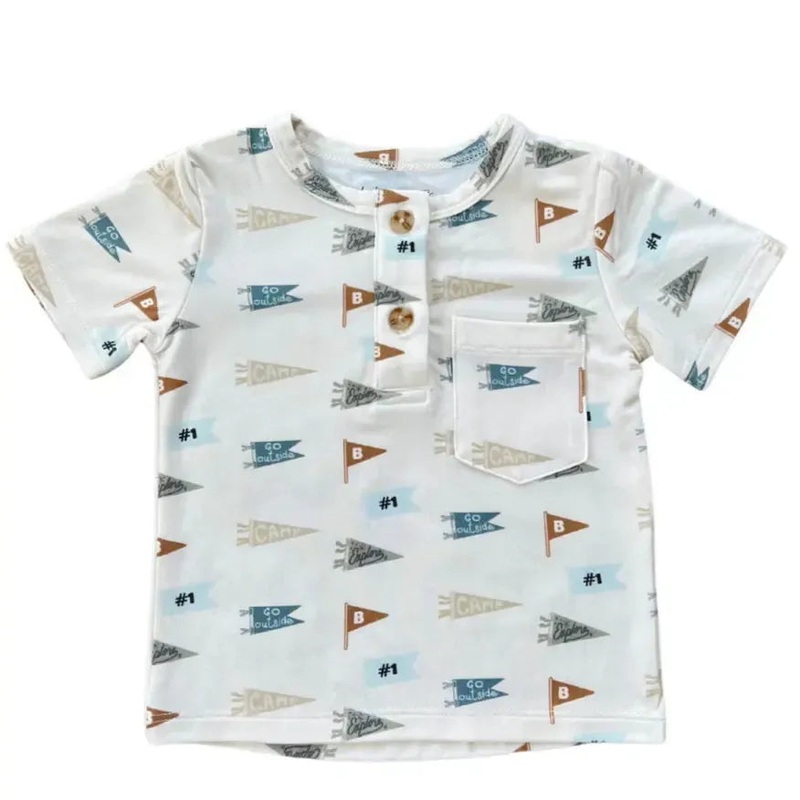 Babysprouts – Short Sleeve Henley Tee – Retro Banners
