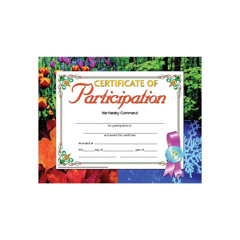 Certificate of Participation, 8.5″ x 11″ – Pack of 30