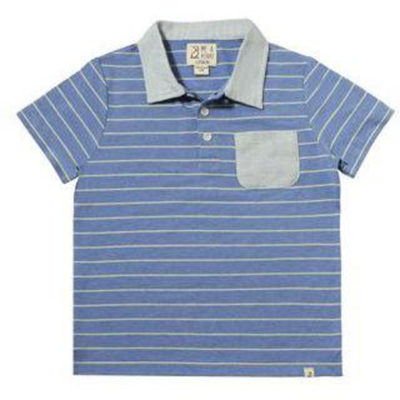 Me & Henry Anchor Polo | Royal/Yellow Striped Slub