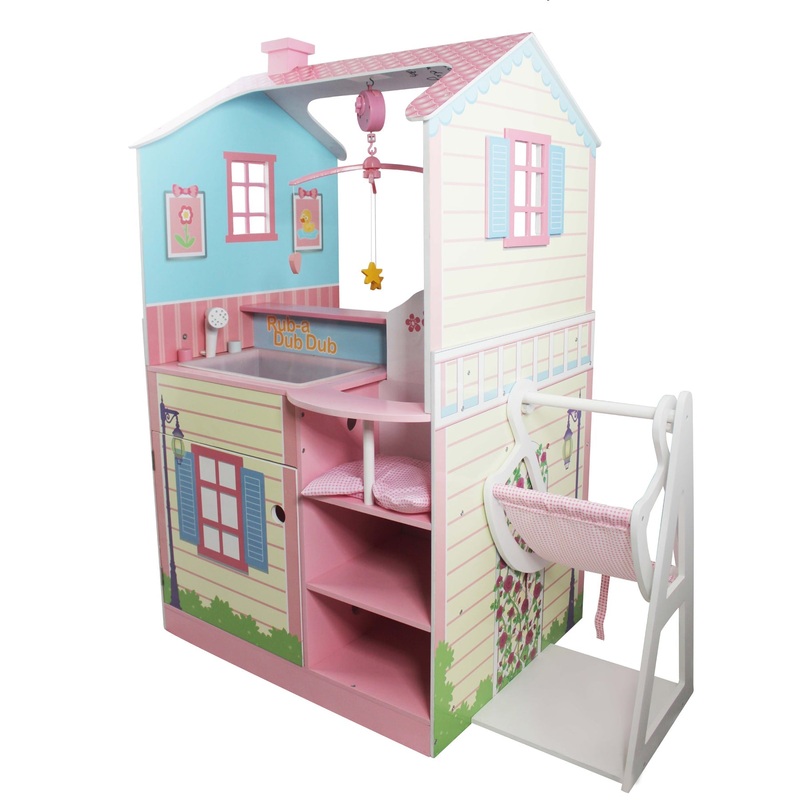 Olivia’s Little World Baby Doll Changing Station Dollhouse with Storage – Multicolor