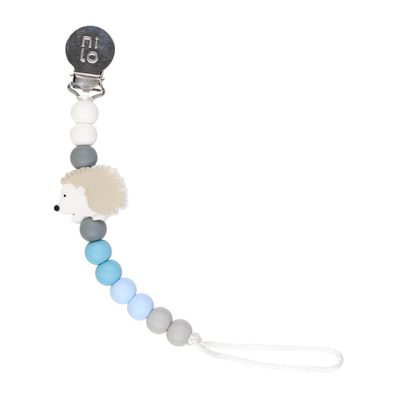 Silicone Beads Pacifier Holder Blue Hedgehog
