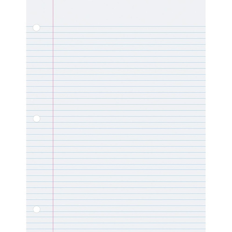 Composition Paper White, 3-Hole Punched, Red Margin 500 Sheets