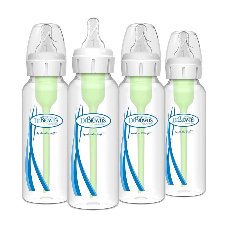 Dr. Brown’s Natural Flow Anti-Colic Options+ Narrow Baby Bottles, 8oz, Clear, 4 Pack