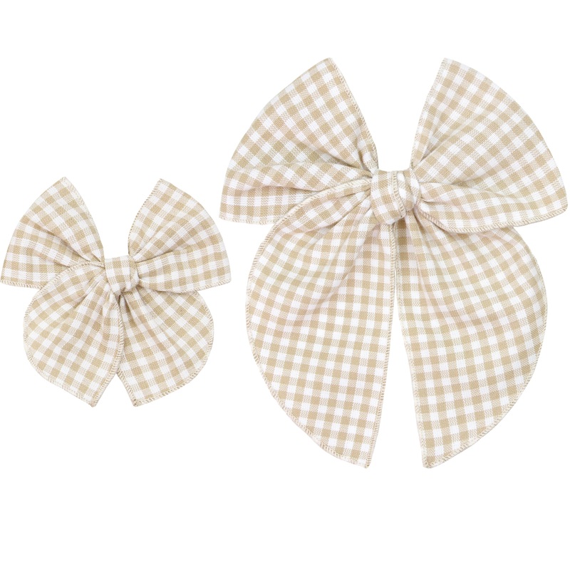 Heirloom Bow – Tan Gingham Clip