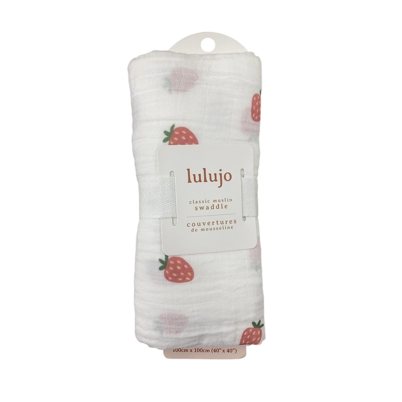 Lulujo Muslin Swaddle Blanket, Strawberry