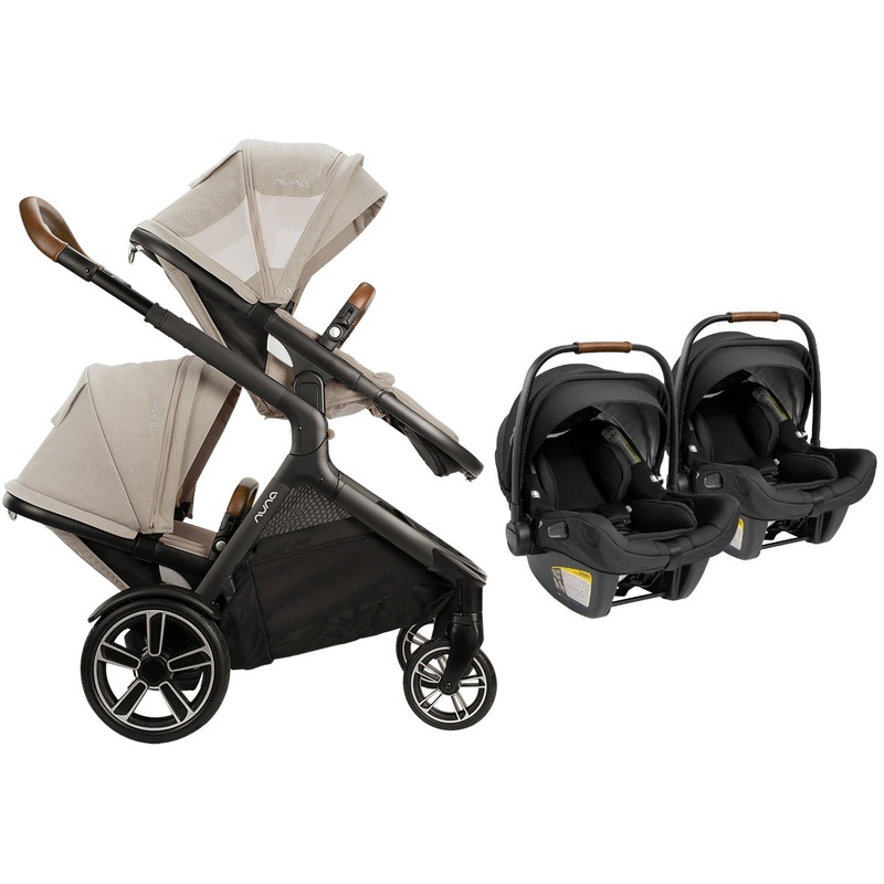 Nuna DEMI Grow + PIPA Lite RX Twin Travel System with Aire Protect Canopy + Classic Canopy – Hazelwood / Caviar