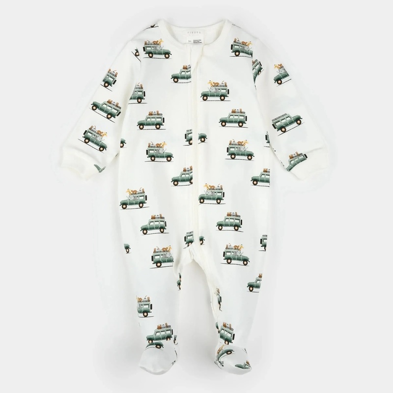 Petit Lem – Organic Zipper Footie – Safari