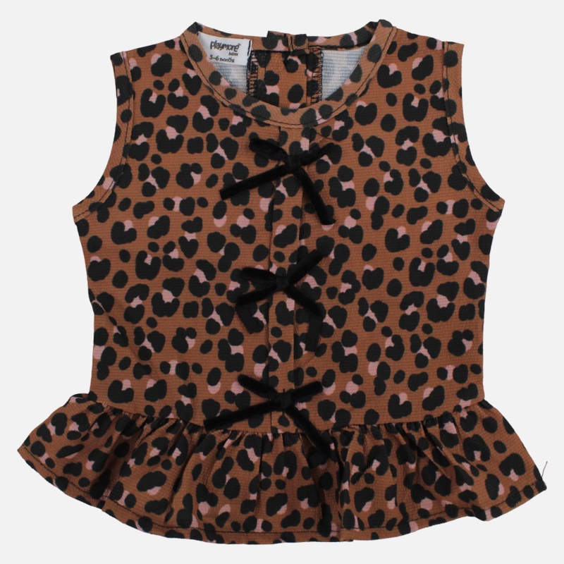 Baby Girls Blouse – Brown Leopard Print