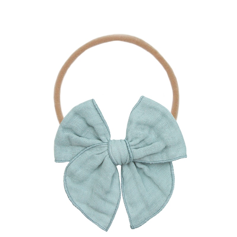 Cloud Muslin Heirloom Bow – Steel Headband