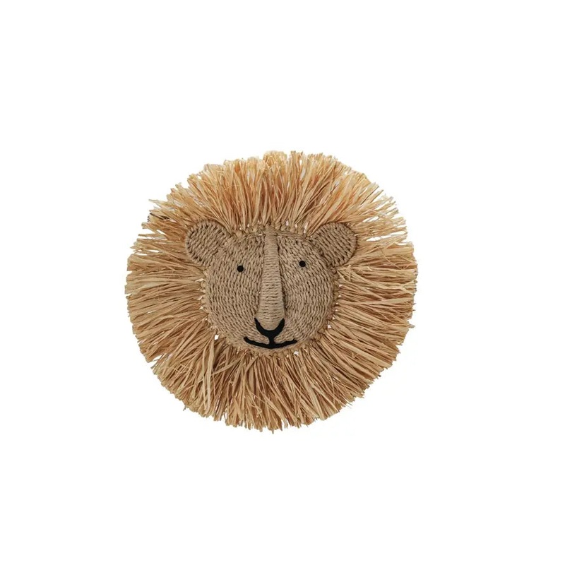 Dried Raffia Lion Head Wall Dcor