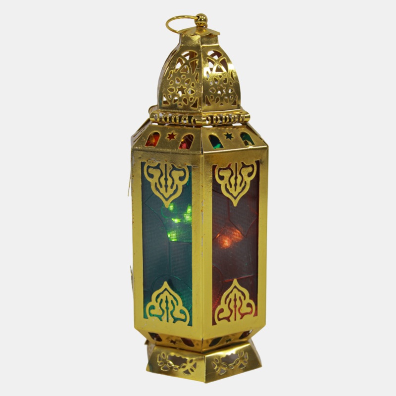 Golden Hexagonal Medium Lantern with Dome