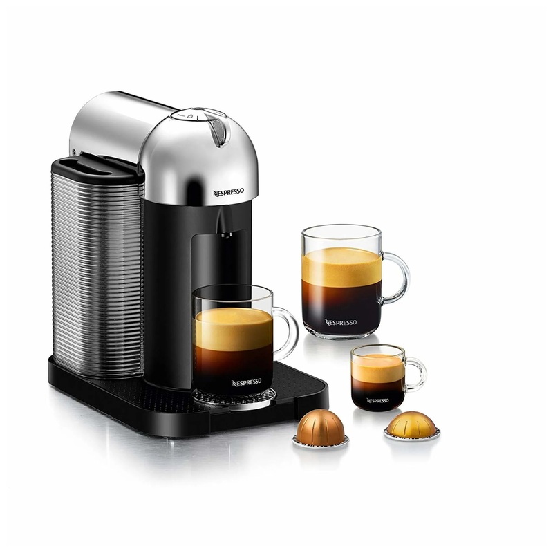 Vertuo Chrome Coffee Maker and Espresso Machine by Breville: Removable Reservoir, 12 Capsules, Automatic Shut-Off