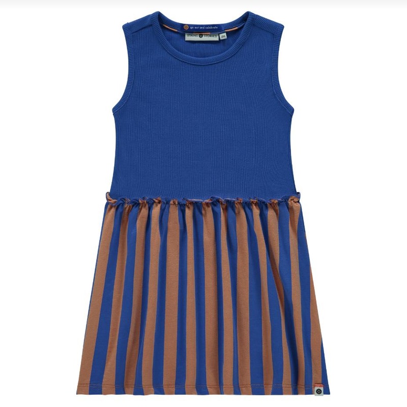 Babyface – Sleeveless Dress – Blue + Orange Stripe
