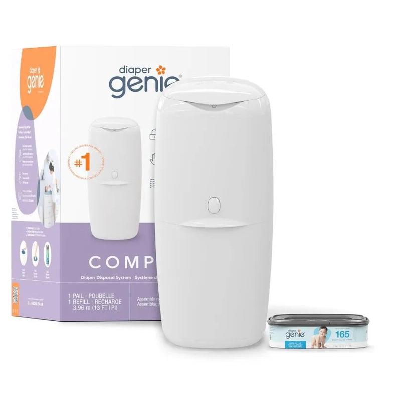 Compact Diaper Pail with Starter Refill for Newborns