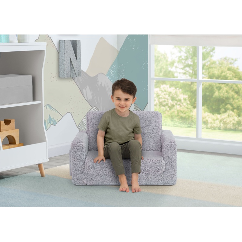 Cozee Flip-Out Sherpa 2-in-1 Convertible Chair to Lounger for Kids