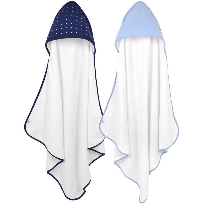 Just Born Hooded Towel Set, 2-Pack – Blue/Navy