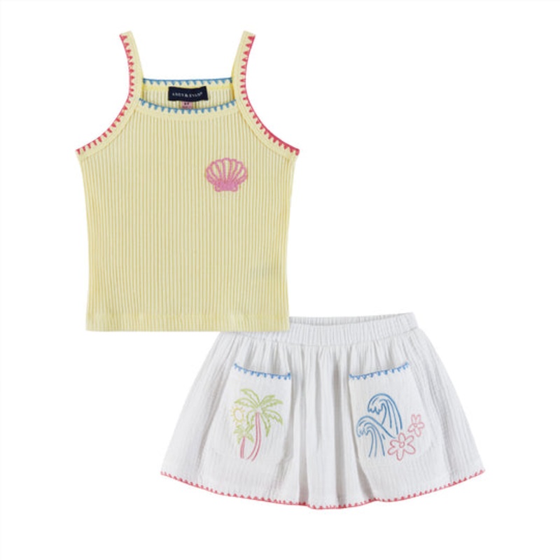 Andy and Evan | Knit Halter Tank & White Gauze Skort | Beach Dreams