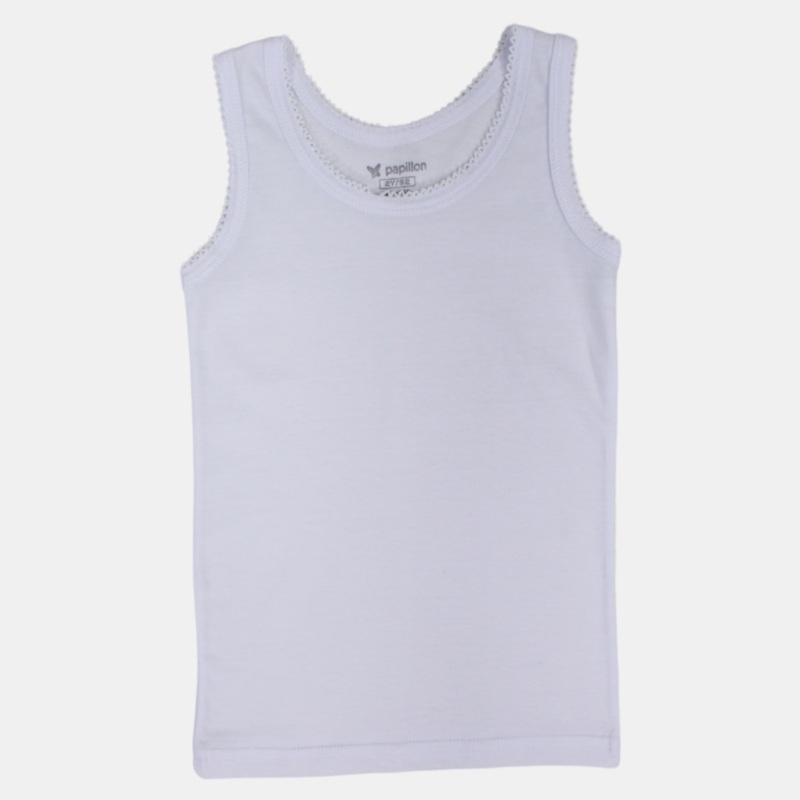 Girls Cotton Sleeveless Undershirt  White